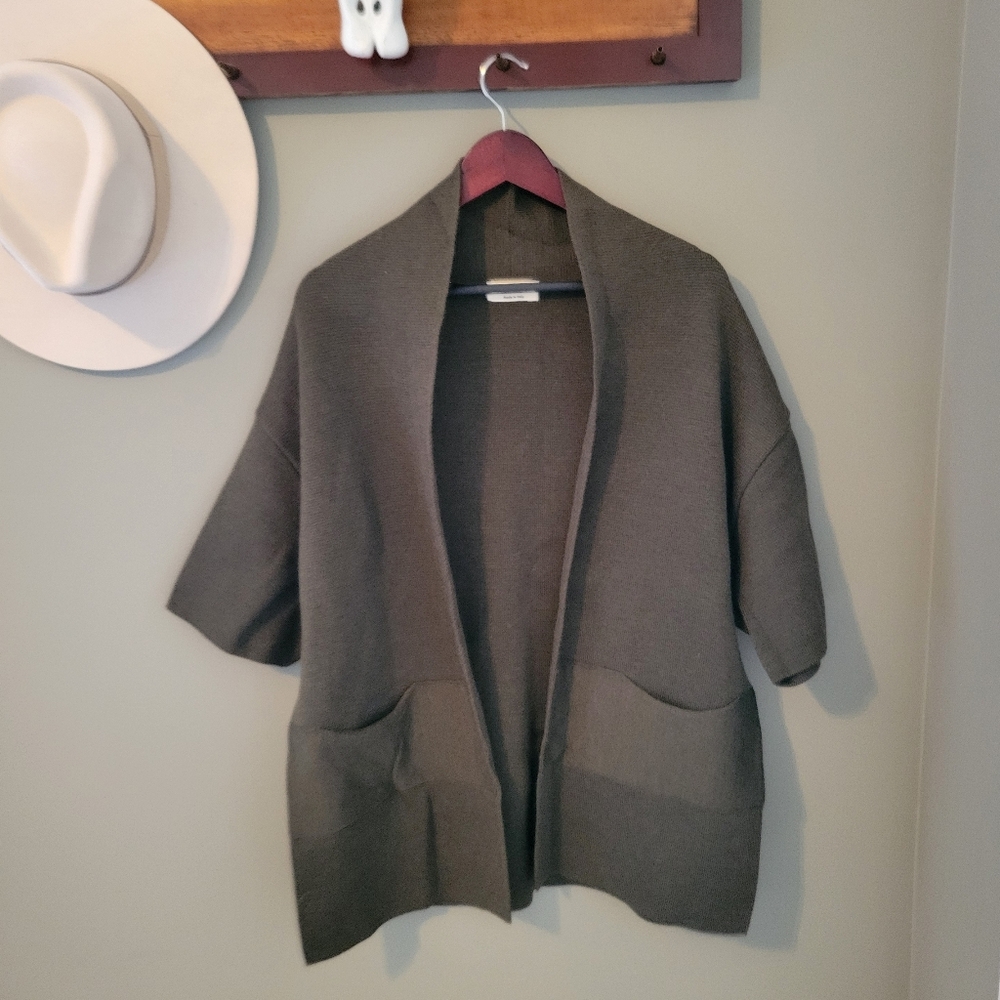 Ma'Ry'Ya Merino Wool Cardi Coat Green XS Oversized - Picture 6 of 12